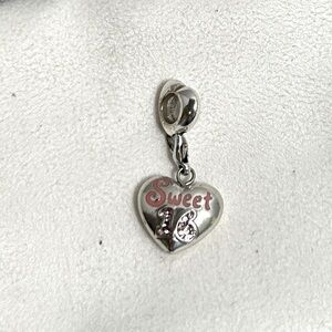 Brighton Sweet 16 Heart Charm Hook on Silver Plated with Crystals